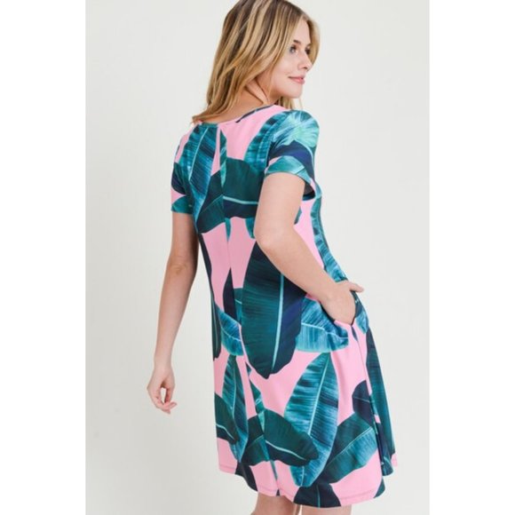 Women's Short Sleeve Summer Floral Soft Dress Pink - Picture 4 of 8